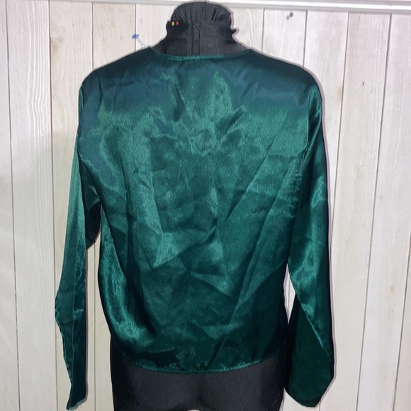 Vtg Victoria's Secret Gold Label Forest Green Floral Embroidered Top size M - Picture 7 of 8